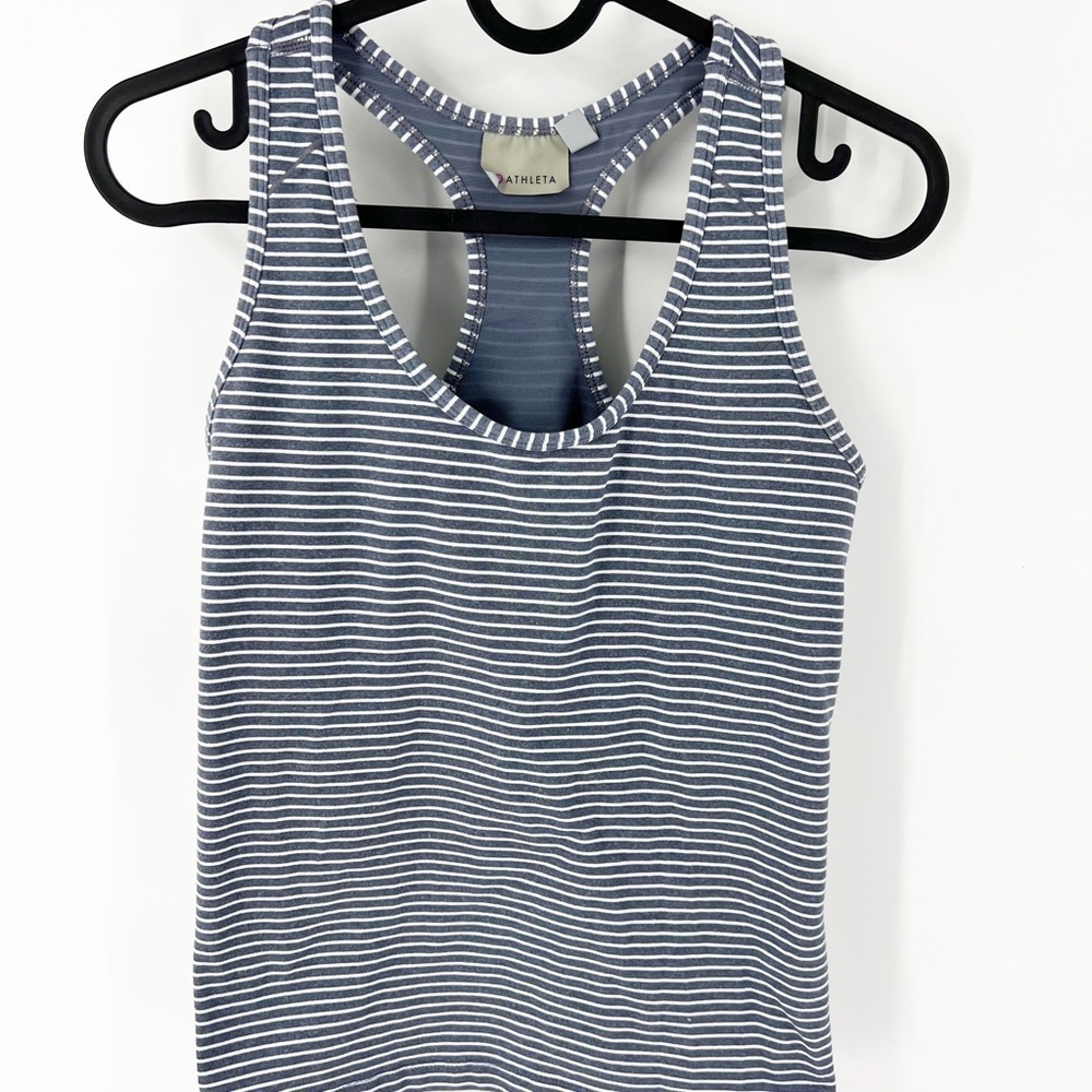 ✅ Athleta Speed‎ Racer Striped Tank BLUE/WHITE SIZE MEDIUM